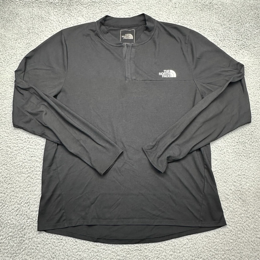The North Face NF0A4QOS Mens Large Black Active Trail Henley L/S Shirt 721207